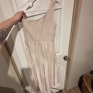 Elegant Cream One-Shoulder Dress